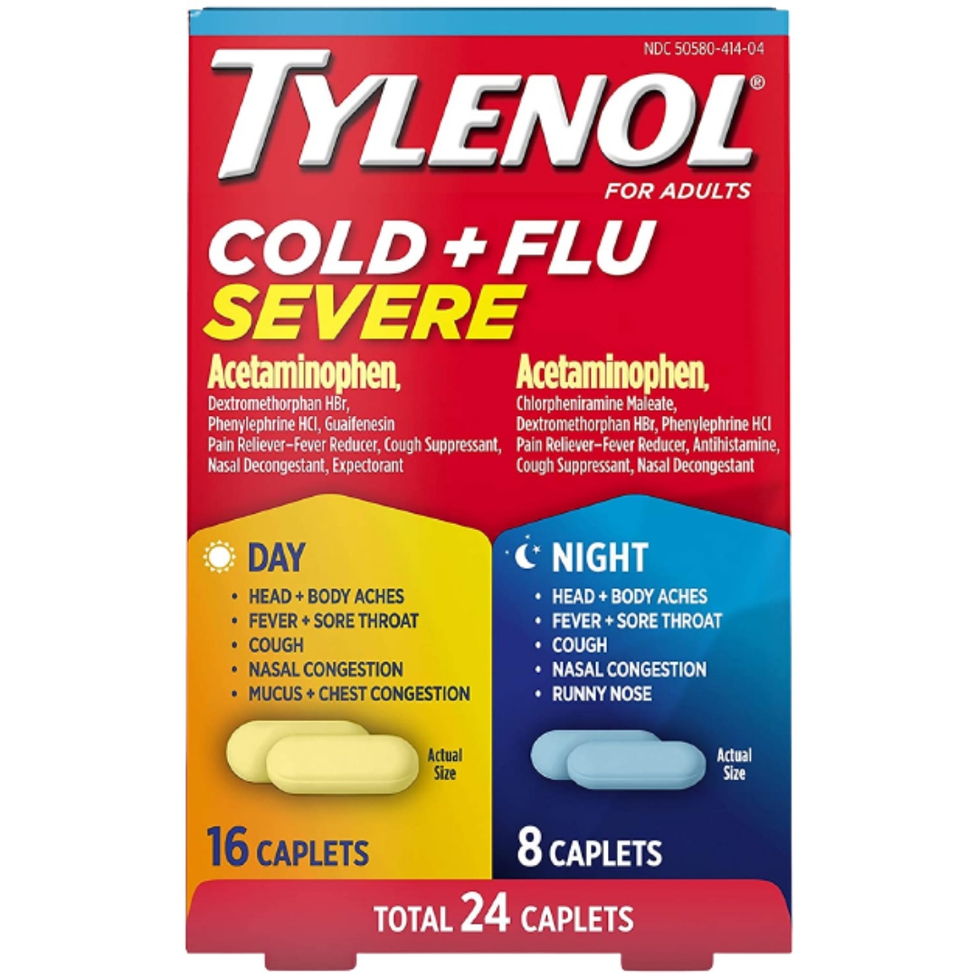 Tylenol Cold + Flu, Severe, Day/Night, Caplets, For Adults by Pasteur Pharmacy