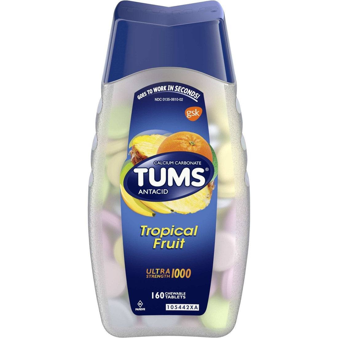 Tums Ultra Strength Assorted Tropical Fruit Antacid Chewable Tablets For Heartburn Relief 