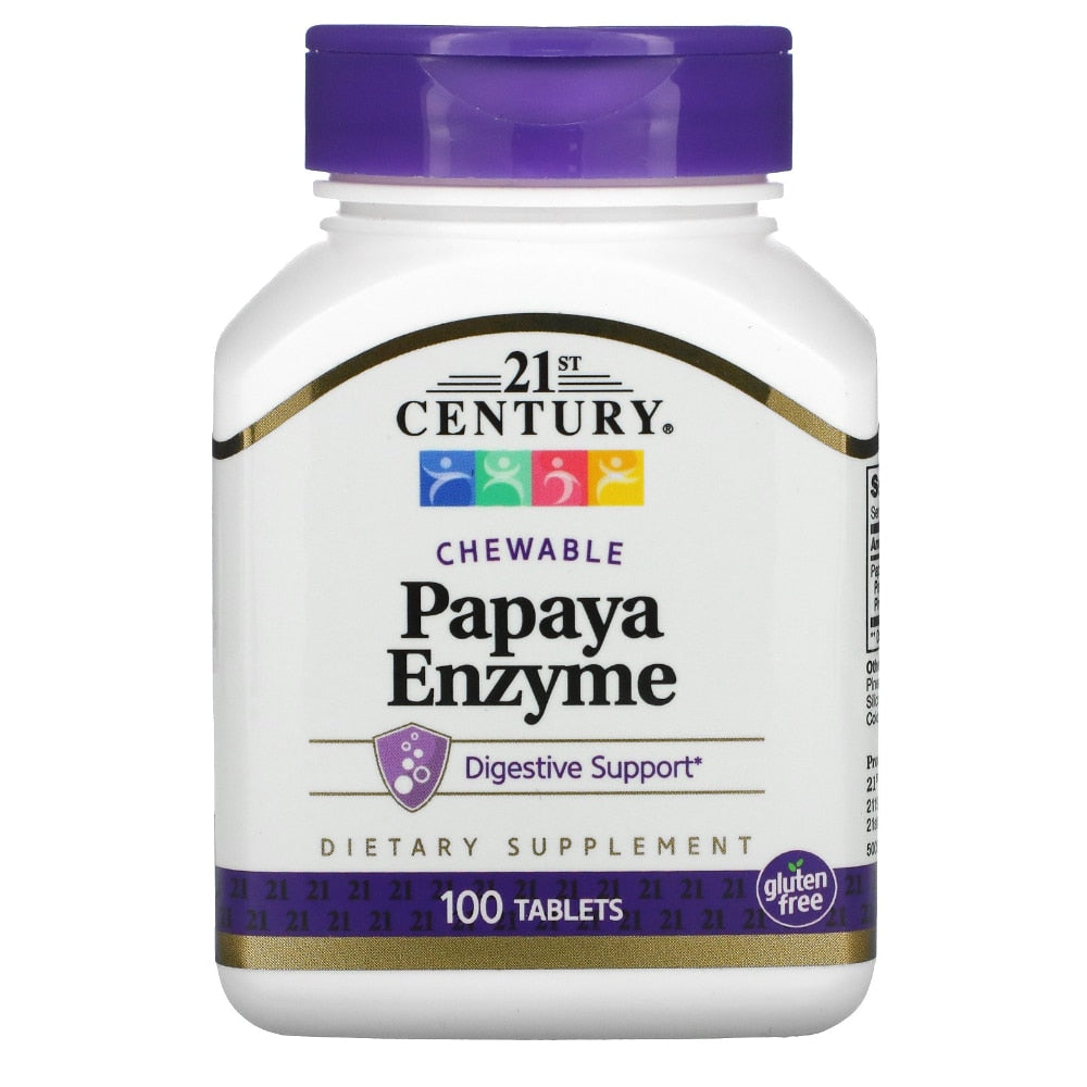 21st Century® Papaya Enzyme – Digestive Health Support (Chewable Tablets) by Pasteur Pharmacy
