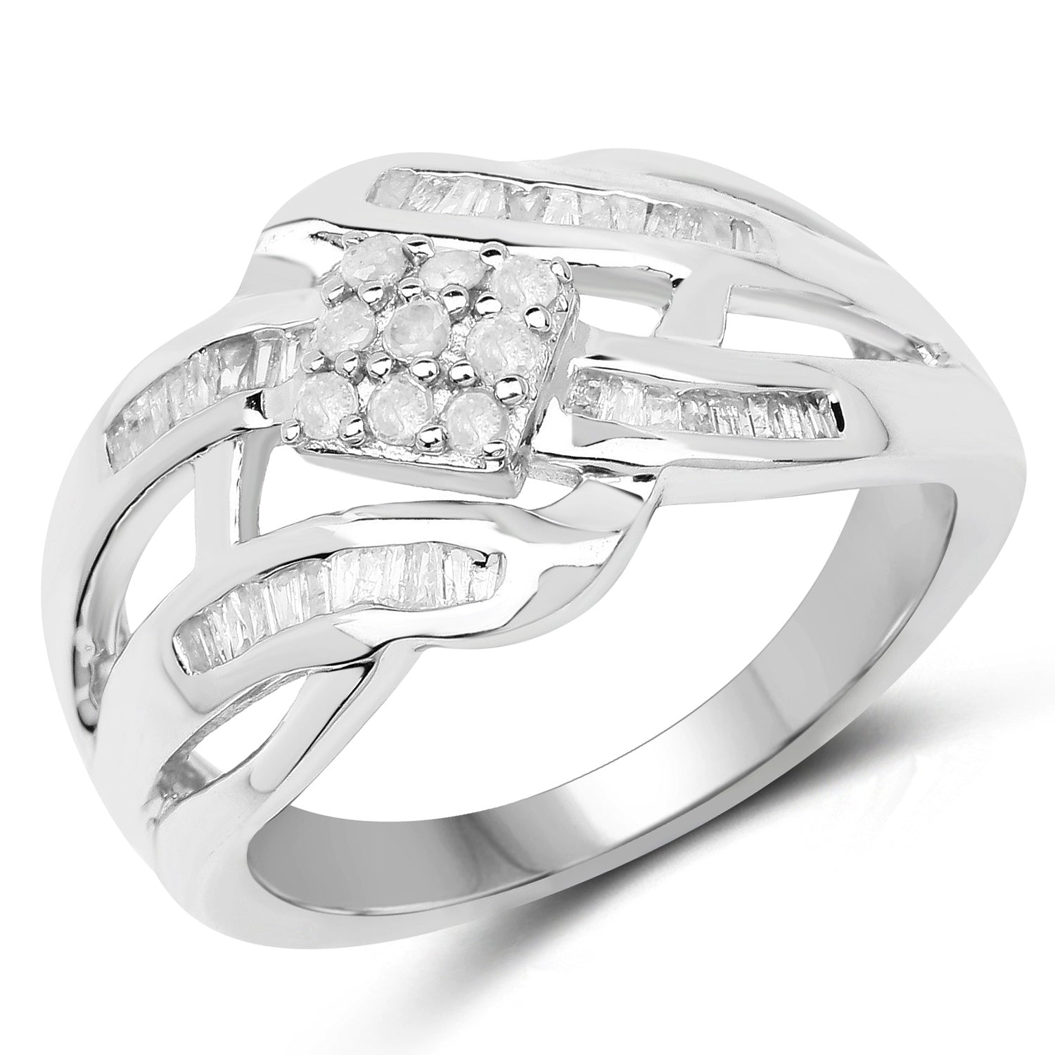 0.62 Carat Genuine White Diamond .925 Sterling Silver Ring by Bids.com