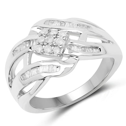 0.62 Carat Genuine White Diamond .925 Sterling Silver Ring by Bids.com