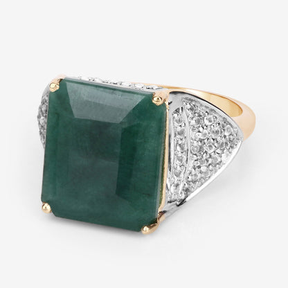 8.70 Carat Dyed Emerald and White Topaz .925 Sterling Silver Ring by Bids.com