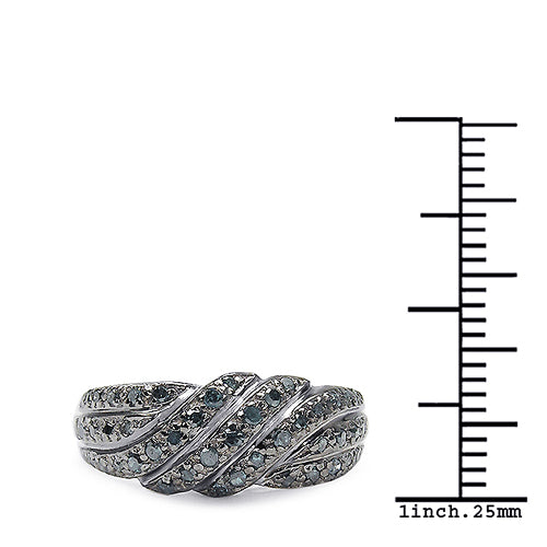 0.36 Carat Genuine Blue Diamond .925 Sterling Silver Ring by Bids.com