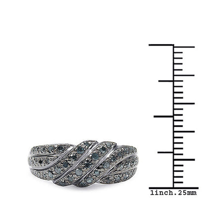 0.36 Carat Genuine Blue Diamond .925 Sterling Silver Ring by Bids.com
