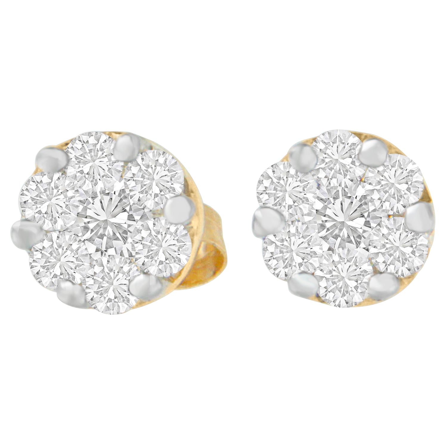 14K Yellow Gold 3/4 cttw Round Cut Diamond Stud Earring (I-J, SI2-I1) by Bids.com