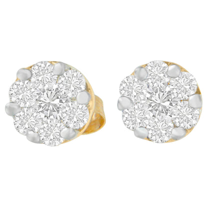 14K Yellow Gold 3/4 cttw Round Cut Diamond Stud Earring (I-J, SI2-I1) by Bids.com
