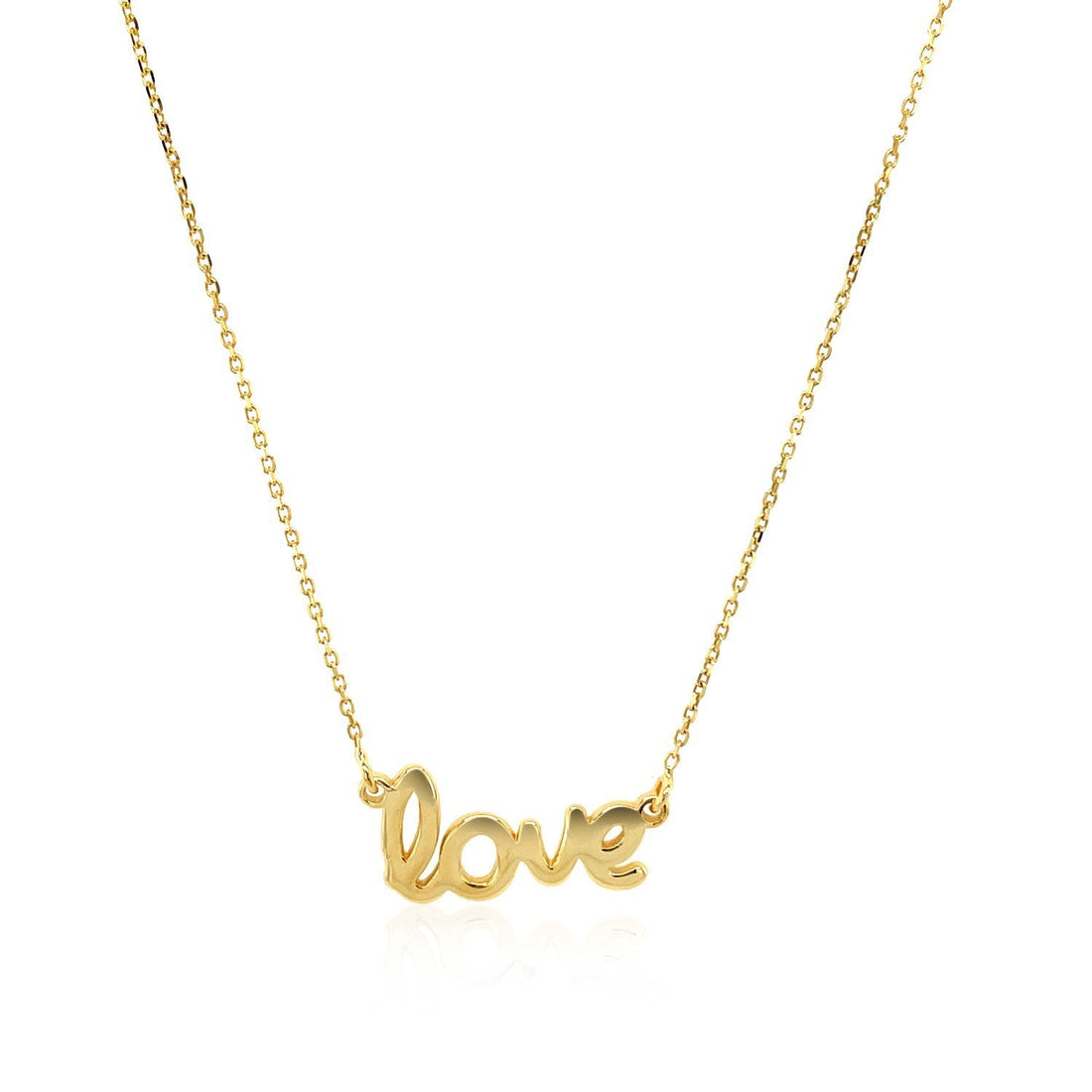 14k Yellow Gold Script LOVE Necklace by Bids.com