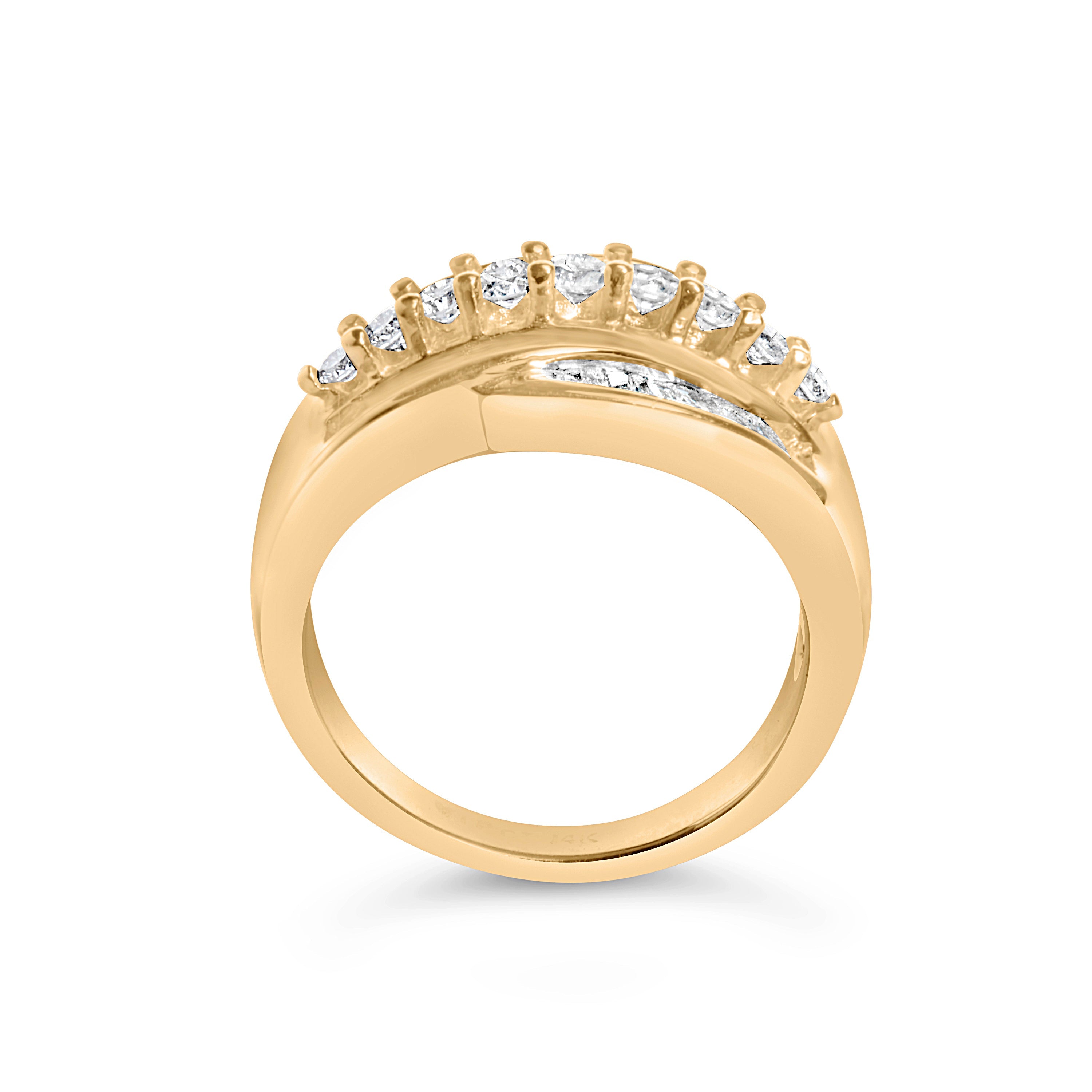 14K Yellow Gold 1.00 Cttw Diamond Cocktall Cluster 5 Stone Ring (H-I Color, SI1-I1 Clarity) - Ring Size 7 by Bids.com
