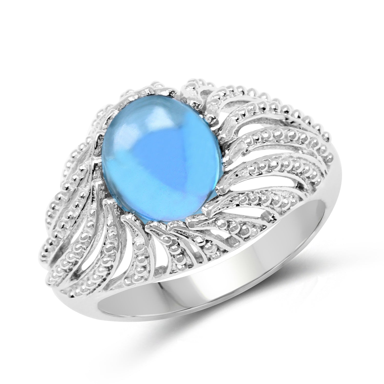 3.65 Carat Genuine Swiss Blue Topaz .925 Sterling Silver Ring by Bids.com