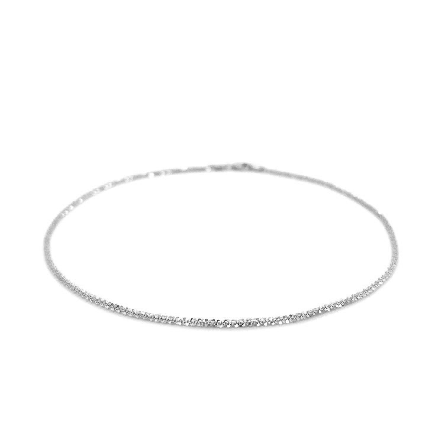 14k White Gold Sparkle Anklet 1.5mm  DestGlow