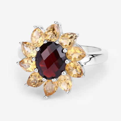 5.50 Carat Genuine Garnet and Citrine .925 Sterling Silver Ring by Bids.com