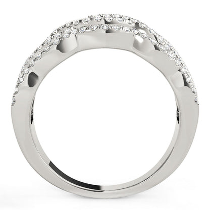 Diamond Studded Ring with Four Curves in 14k White Gold (5/8 cttw) by Bids.com