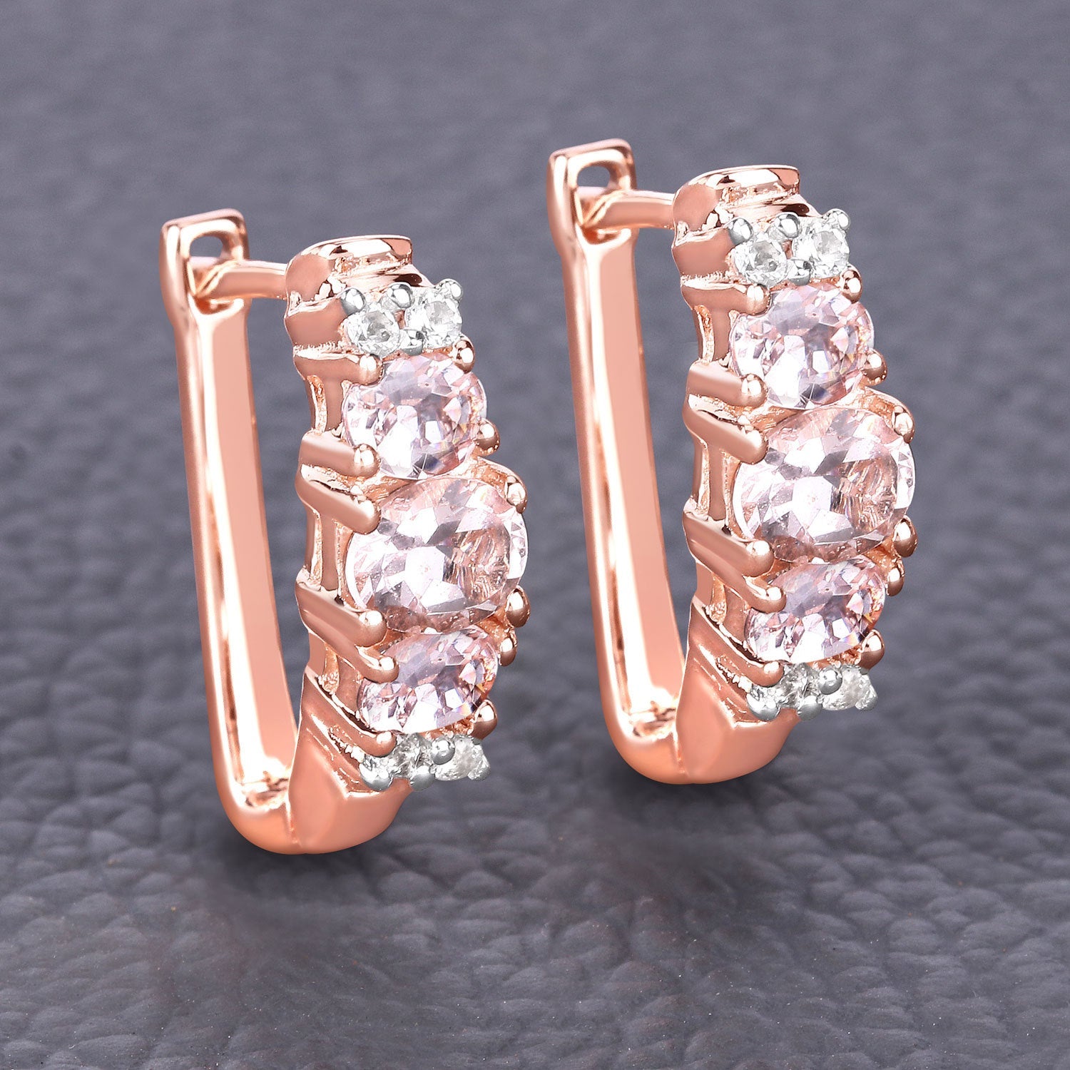 1.32 Carat Genuine Morganite and White Topaz .925 Sterling Silver Earrings by Bids.com