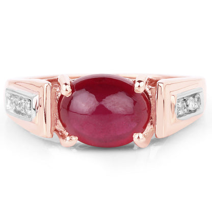 14K Rose Gold Plated 4.71 Carat Genuine Glass Filled Ruby and White Topaz .925 Sterling Silver Ring by Bids.com