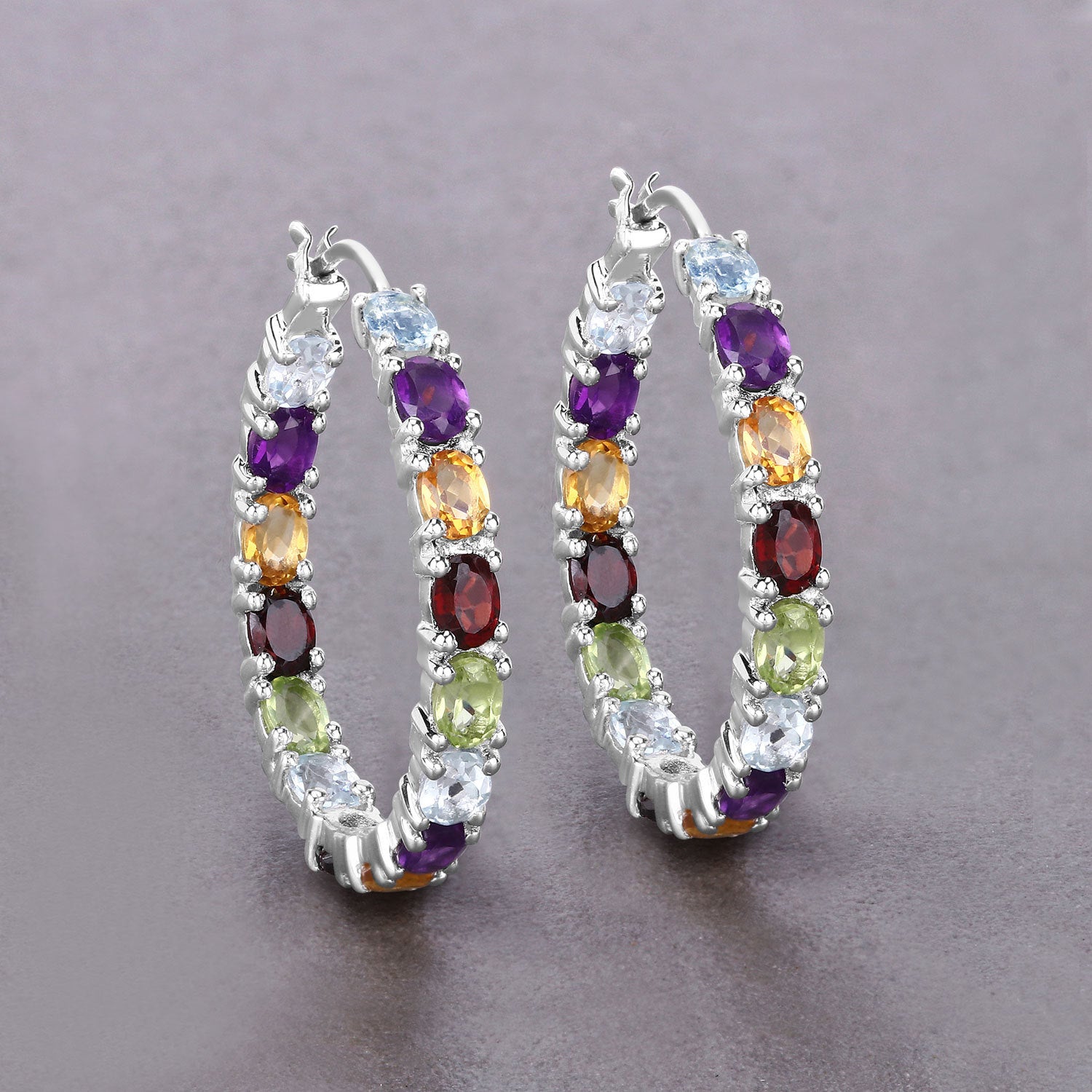 5.44 Carat Genuine Multi Stones .925 Sterling Silver Earrings  DestGlow