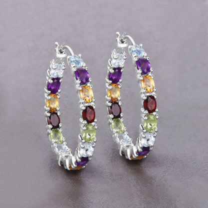 5.44 Carat Genuine Multi Stones .925 Sterling Silver Earrings  DestGlow