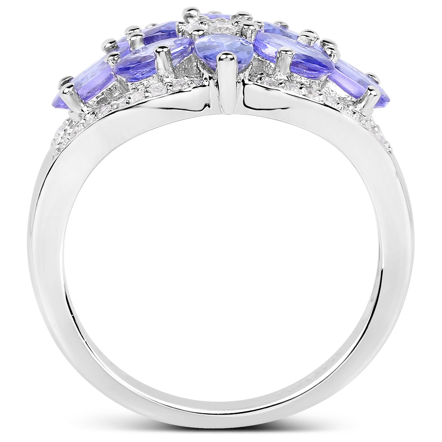2.27 Carat Genuine Tanzanite and White Zircon .925 Sterling Silver Ring by Bids.com