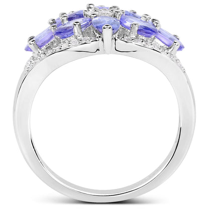 2.27 Carat Genuine Tanzanite and White Zircon .925 Sterling Silver Ring by Bids.com