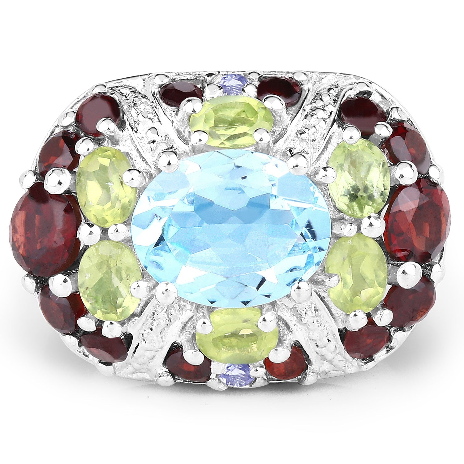 5.43 Carat Genuine Multi Stone .925 Sterling Silver Ring by Bids.com