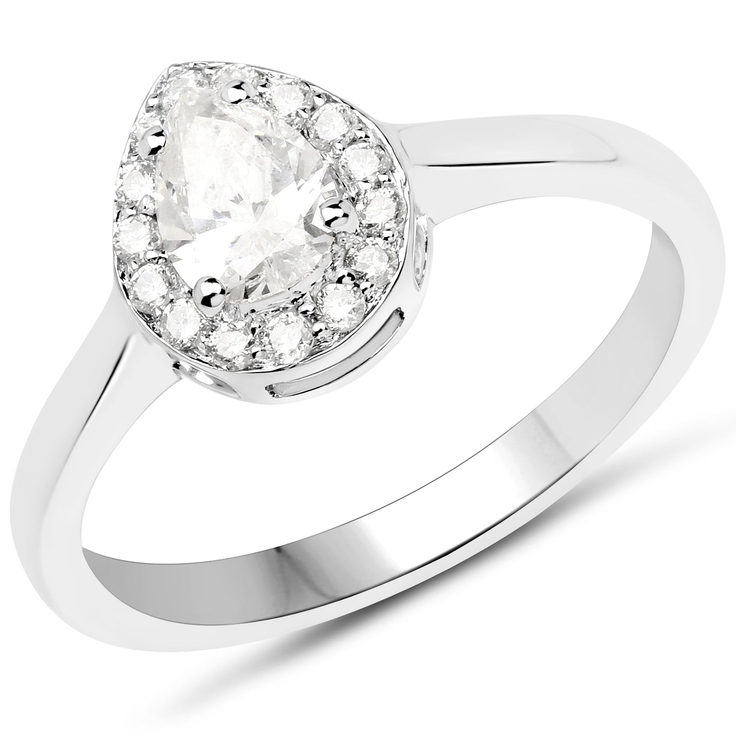 14K White Gold 0.64 Carat Genuine White Diamond Ring by Bids.com