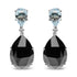 18K White Gold 1/5 Cttw Diamond with Pear Cut Sky Blue Topaz and Pear-Cut Black Onyx Gemstone Dangle Earring (G-H Color, SI1-SI2 Clarity) - DestGlow