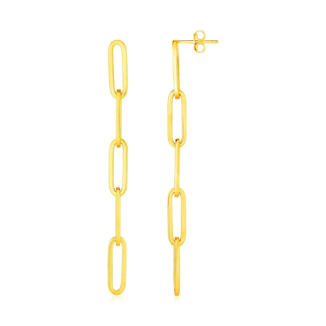 14K Yellow Gold Five Link Paperclip Chain Earrings by Bids.com