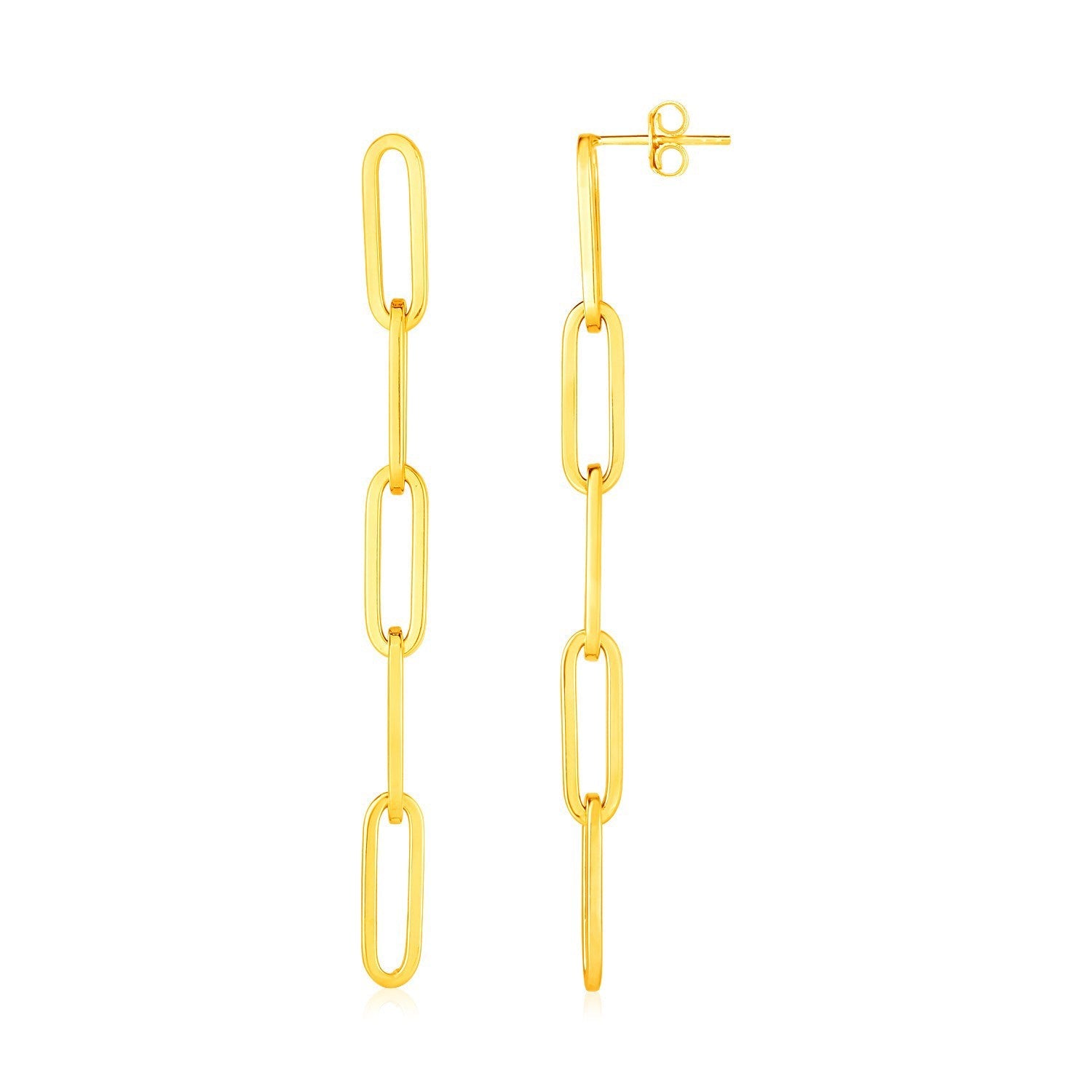 14K Yellow Gold Five Link Paperclip Chain Earrings by Bids.com