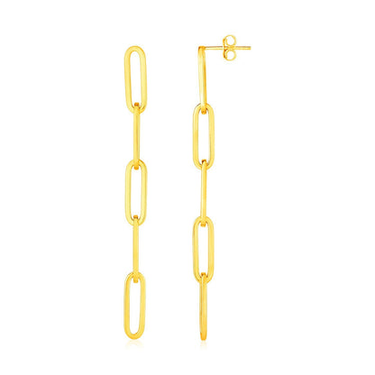 14K Yellow Gold Five Link Paperclip Chain Earrings by Bids.com