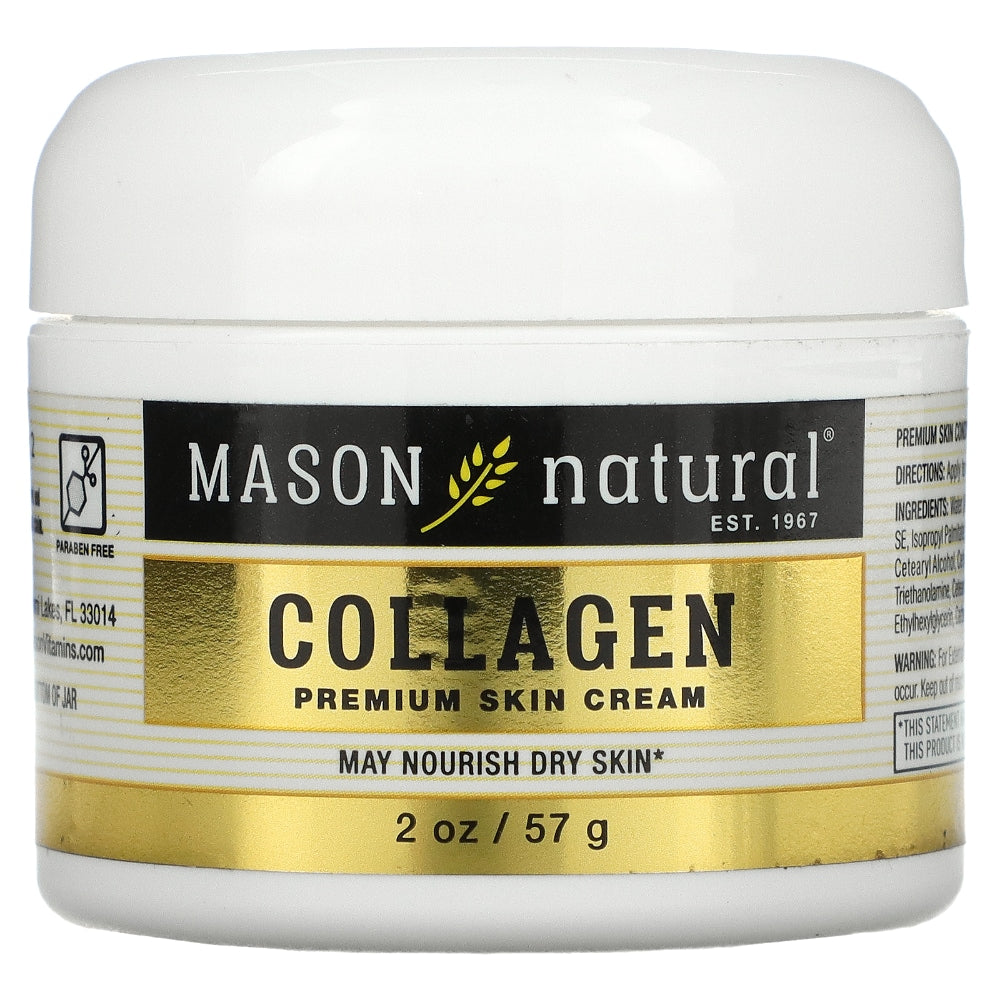 Mason Natural Jar 2 Oz Collagen Beauty Cream Colageno Crema Pure Skin Care Hydrolyzed by Pasteur Pharmacy