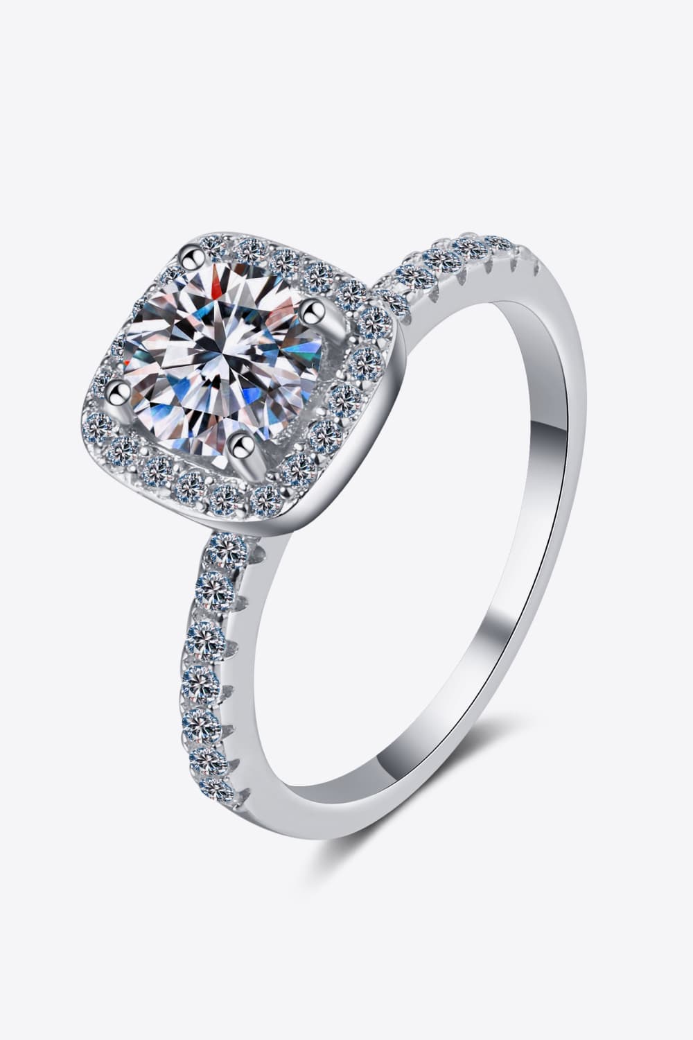 2 Carat Sparkala™ Square Halo Ring (Rhodium Over Pure Sterling Silver) - DestGlow