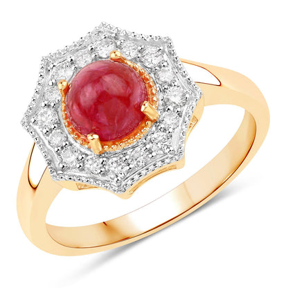 2.01 Carat Genuine Ruby and White Diamond 14K Yellow Gold Ring by Bids.com