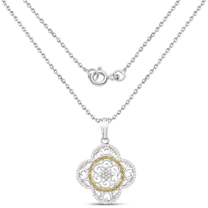 0.57 Carat Genuine White Diamond and Yellow Diamond .925 Sterling Silver Pendant by Bids.com