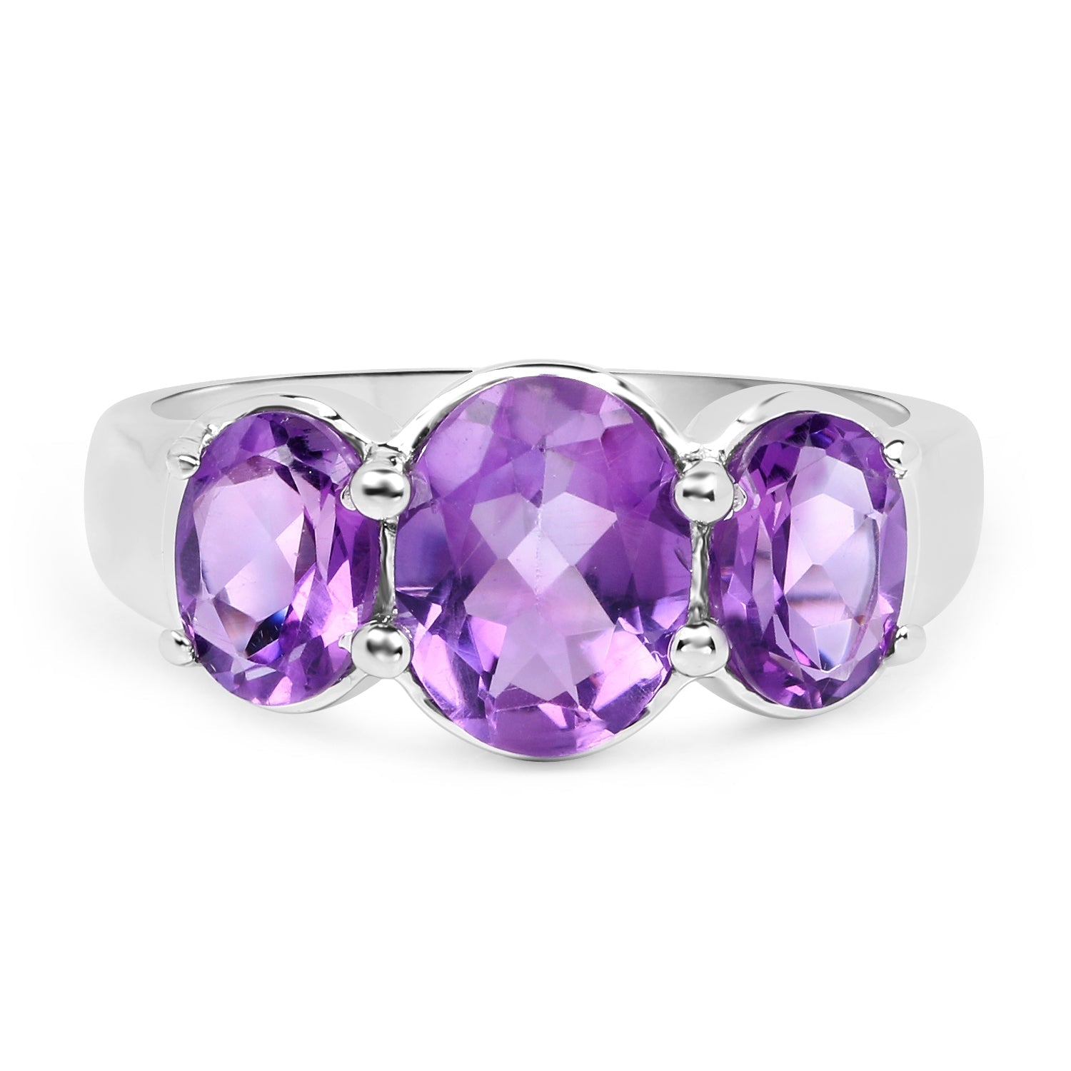 3.20 Carat Genuine Amethyst .925 Sterling Silver Ring  DestGlow