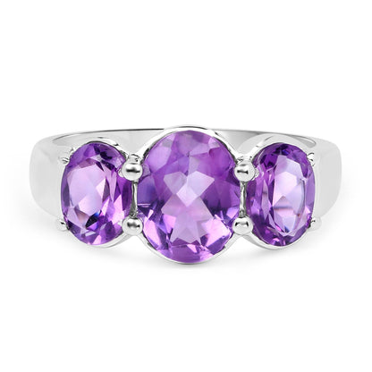 3.20 Carat Genuine Amethyst .925 Sterling Silver Ring  DestGlow