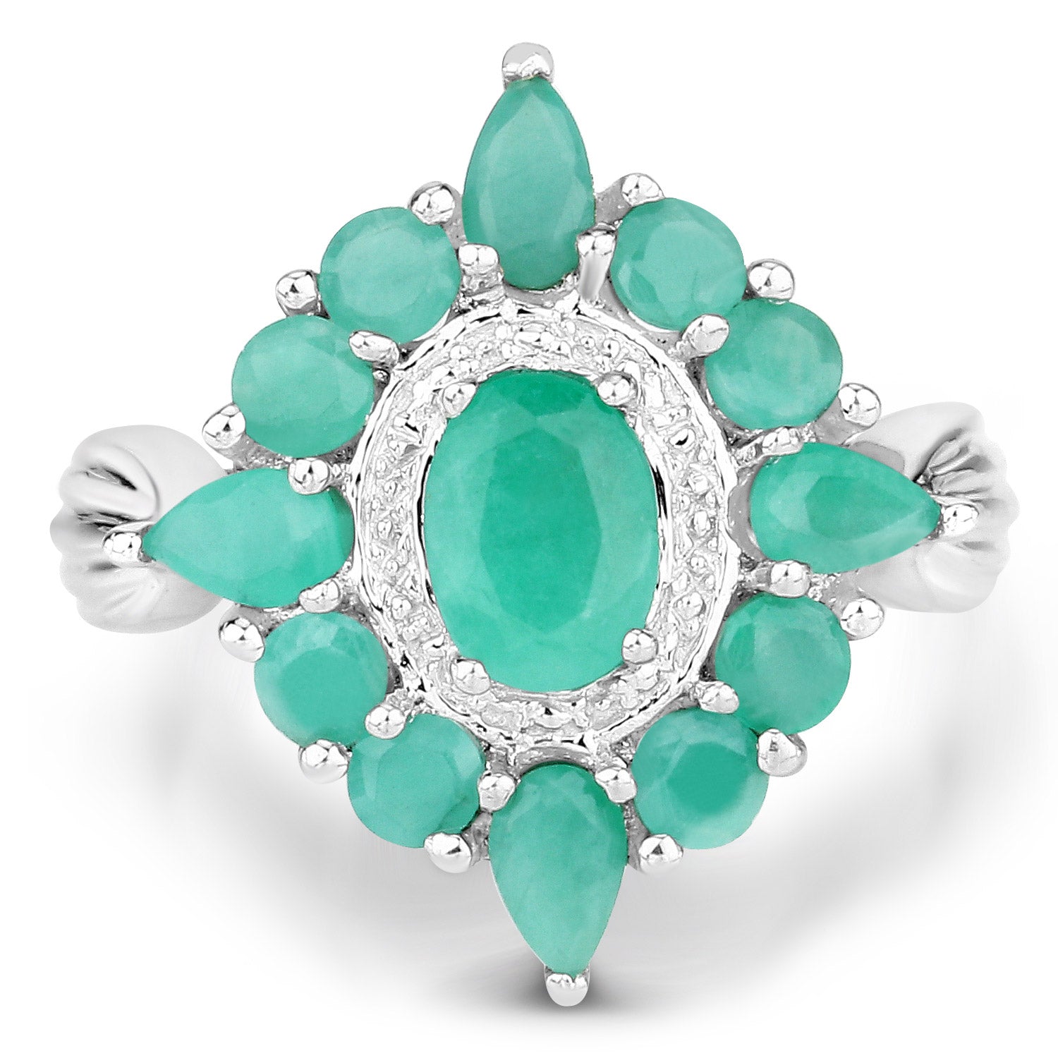2.37 Carat Genuine Emerald .925 Sterling Silver Ring by Bids.com