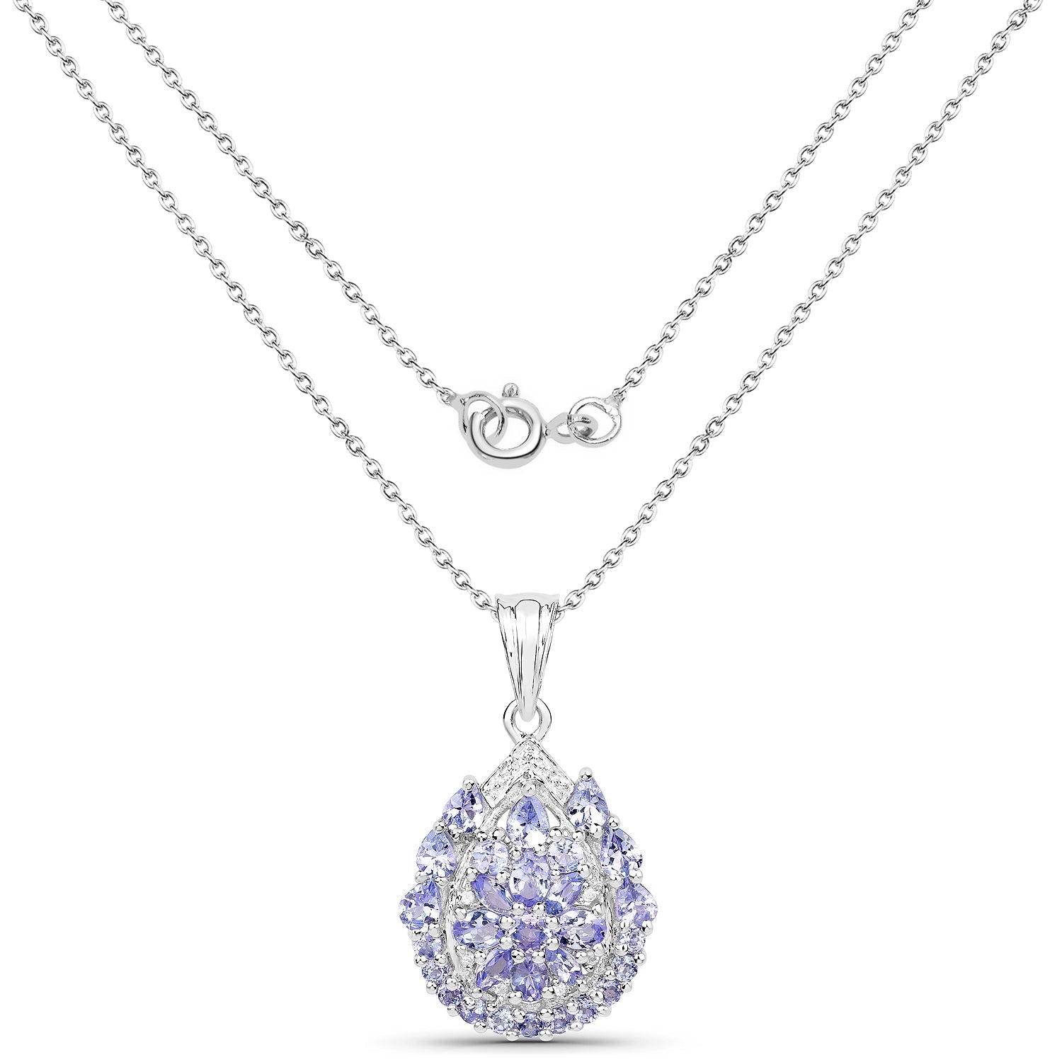 2.64 Carat Genuine Tanzanite and White Topaz .925 Sterling Silver Pendant  DestGlow