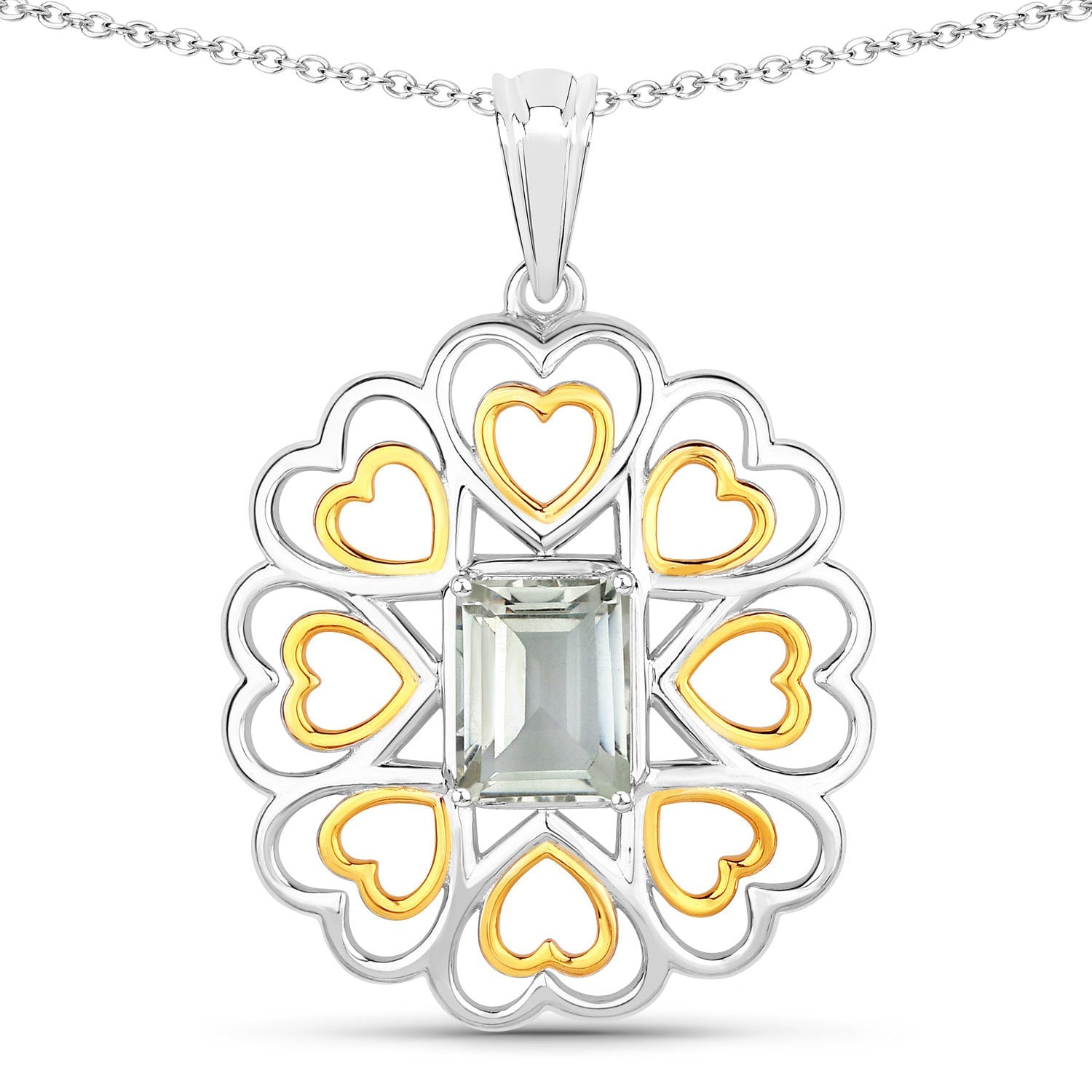 2.10 Carat Genuine Green Amethyst .925 Sterling Silver Pendant by Bids.com