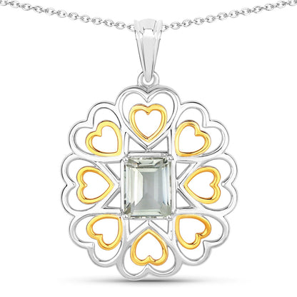 2.10 Carat Genuine Green Amethyst .925 Sterling Silver Pendant by Bids.com