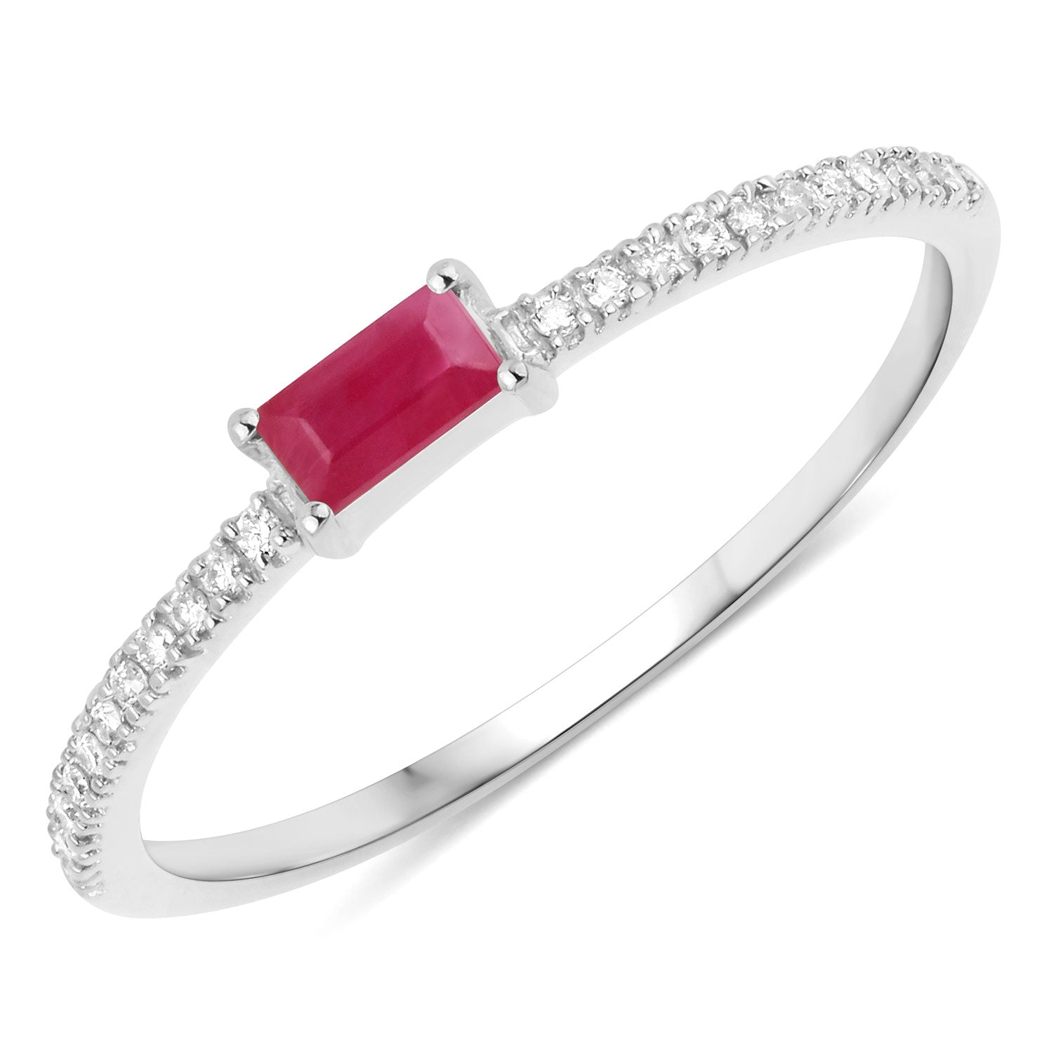 0.22 Carat Genuine Ruby and White Diamond 14K White Gold Ring by Bids.com