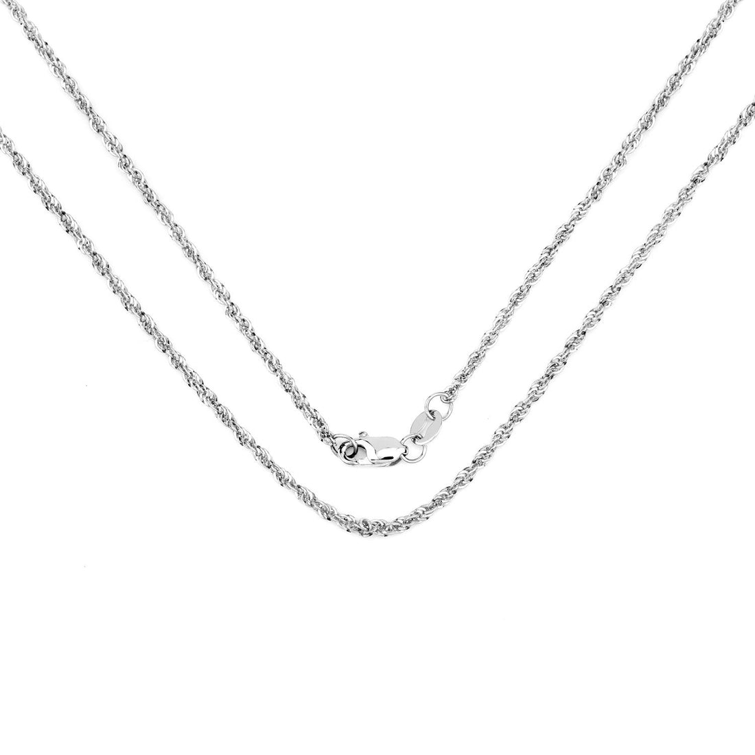 14K White Gold 18inch 1.5mm Lite Rope Chain with Lobster Clasp by Bids.com