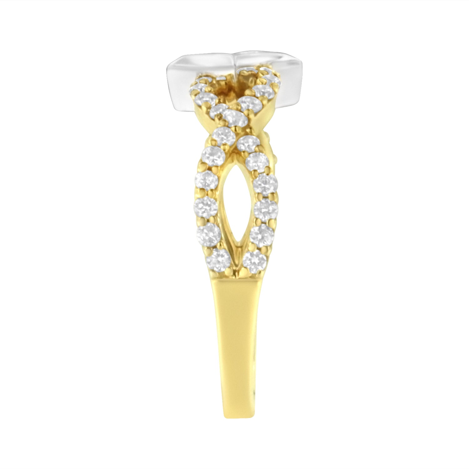 10K Two Tone Color 5/8 Cttw Diamond Kite and Twist Shank Ring (H-I Color,SI2-I1 Clarity) by Bids.com