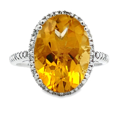 Natural 5.17ct Citrine Diamond Ring 14KT White Gold by Bids.com