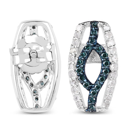 0.42 Carat Genuine Blue Diamond &amp; White Diamond .925 Sterling Silver Earrings by Bids.com