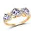 14K Yellow Gold Plated 1.20 Carat Genuine Tanzanite and White Topaz .925 Sterling Silver Ring  DestGlow