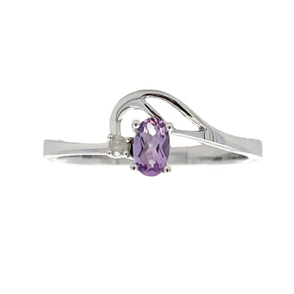 Natural .02ct Amethyst Diamond Ring 10KT White Gold by Bids.com