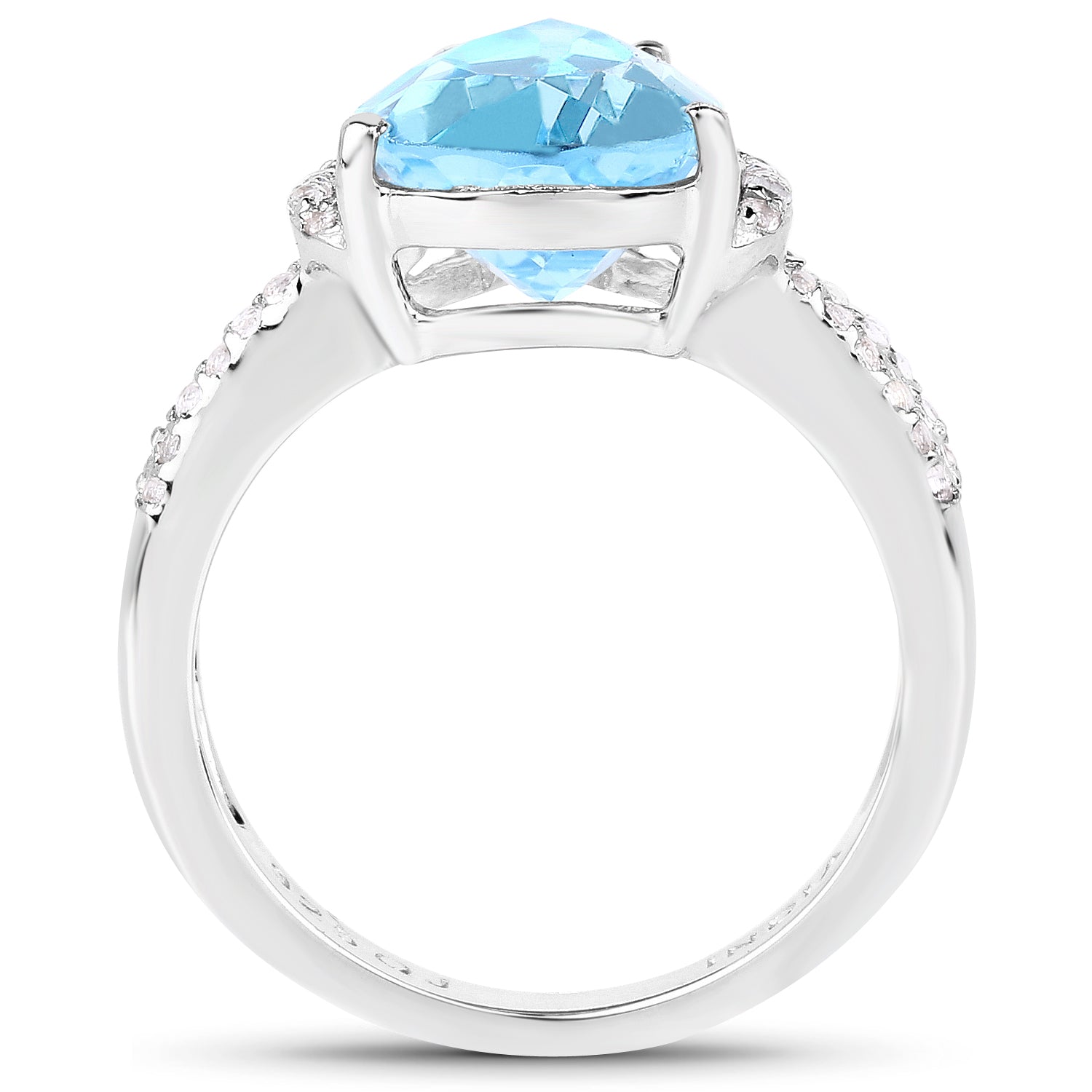 5.50 Carat Genuine Swiss Blue Topaz and White Topaz .925 Sterling Silver Ring by Bids.com