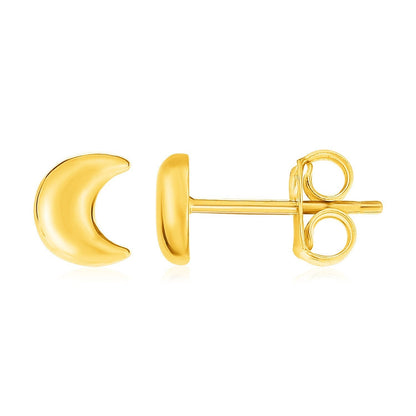 14k Yellow Gold Post Earrings with Moons  DestGlow