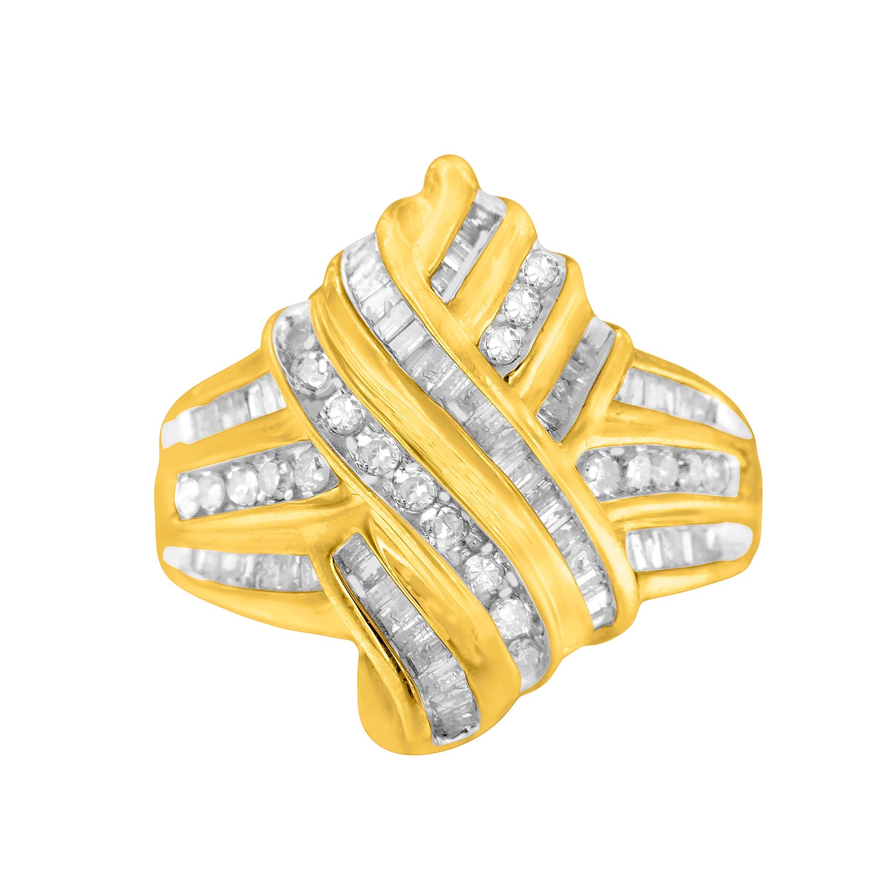 10K Yellow Gold Diamond Bypass Ring (1.0 cttw, H-I Color, I2-I3 Clarity) by Bids.com