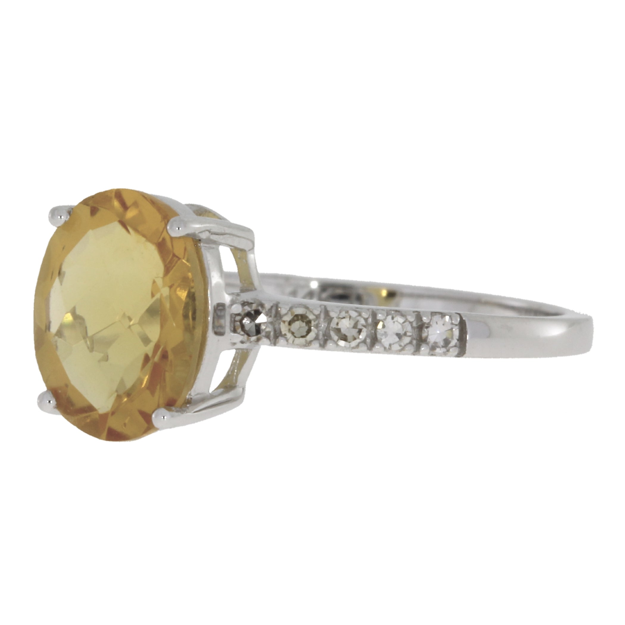 Natural 2.20ct Citrine Diamond Ring 14KT White Gold by Bids.com