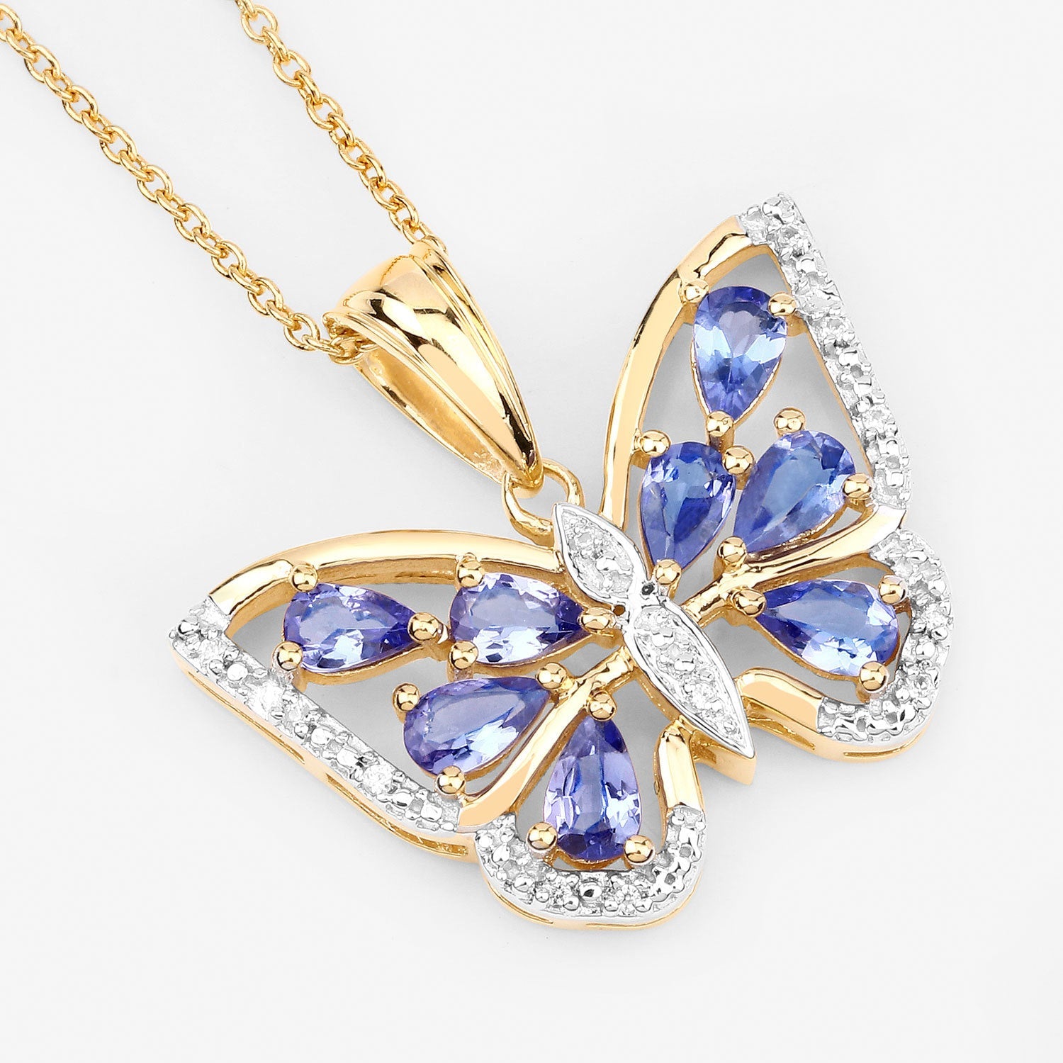 1.75 Carat Genuine Tanzanite and White Zircon .925 Sterling Silver Pendant by Bids.com